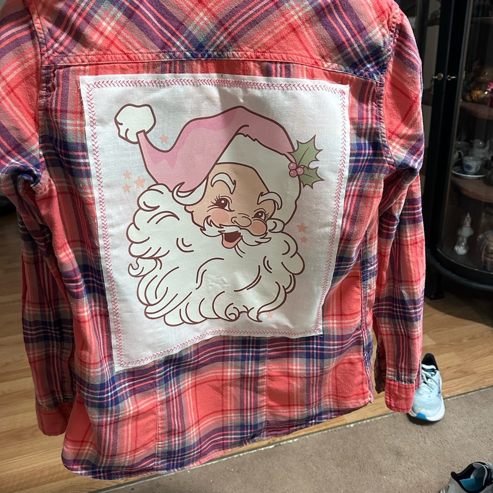 Plaid Shirt with Santa Patch